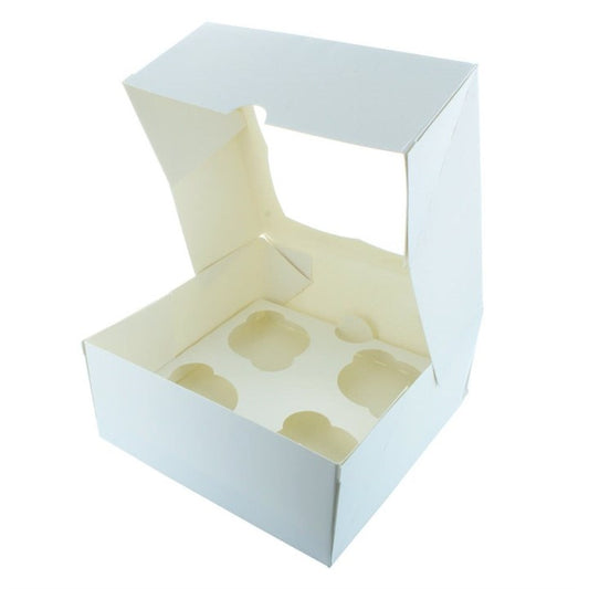 Cupcake Box with Window Lid - Holds 4 Cupcakes  - 5pk Bundle