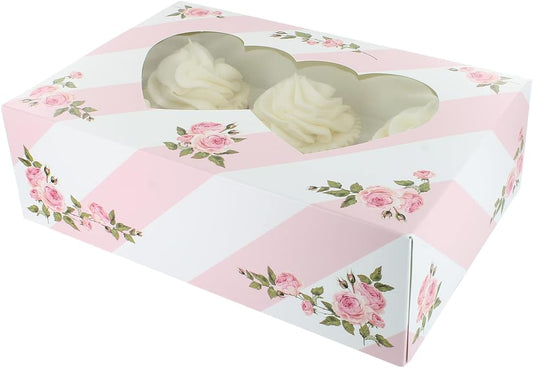 Heart Flower Cupcake Boxes - 6 Hole