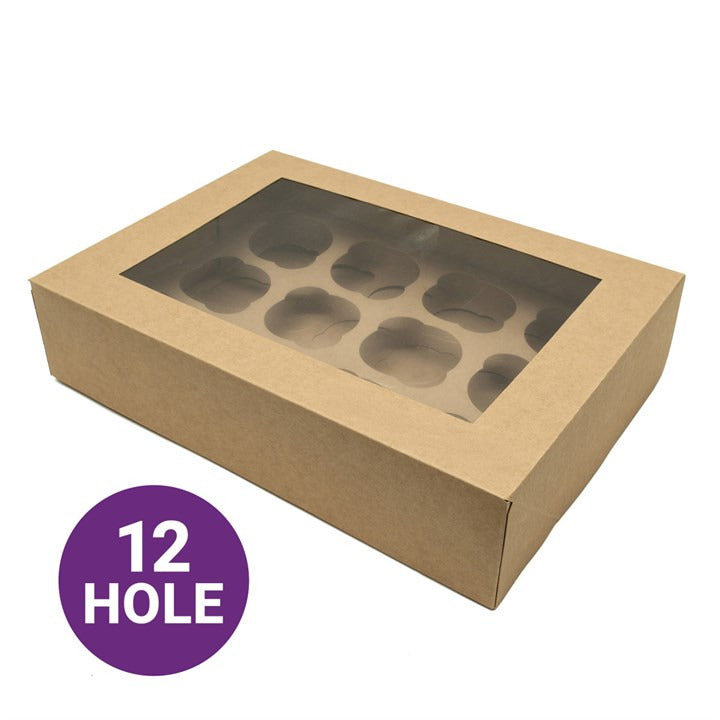 Cupcake Box - Brown - 12 Hole