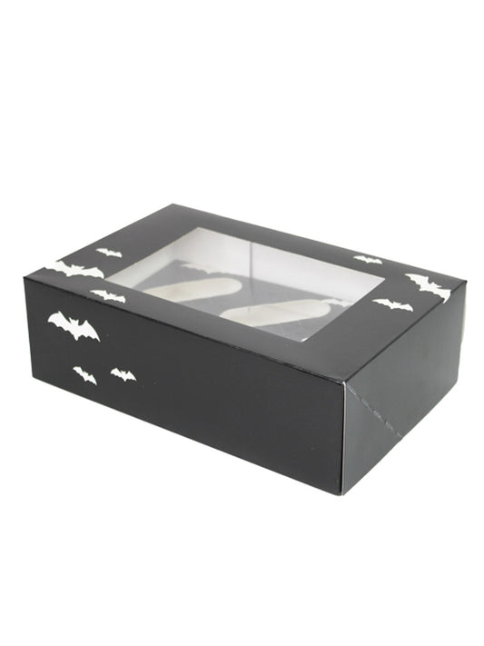Halloween Black Bat Cupcake Box - 6 Hole