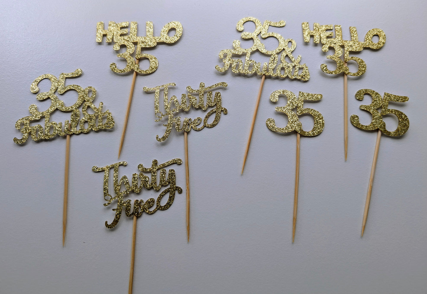 Cupcake Picks - Gold Glitter Fab 35 8pcs