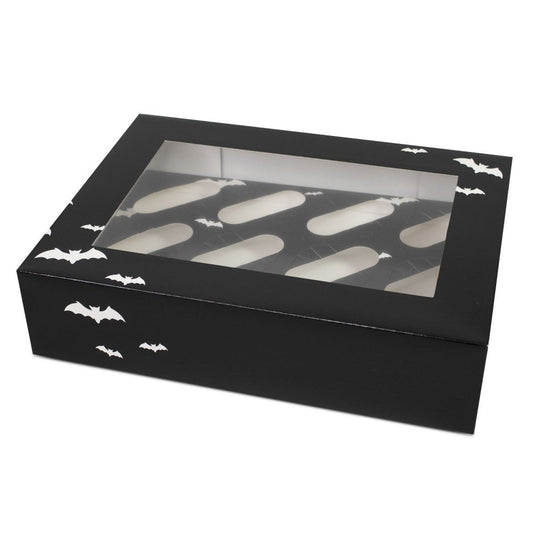 Halloween Black Bat Cupcake Box - 12 Hole