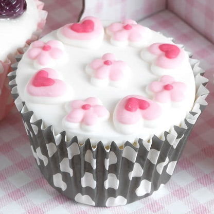 Pink Mini Hearts & Flowers Sugar Decorations - 24pc