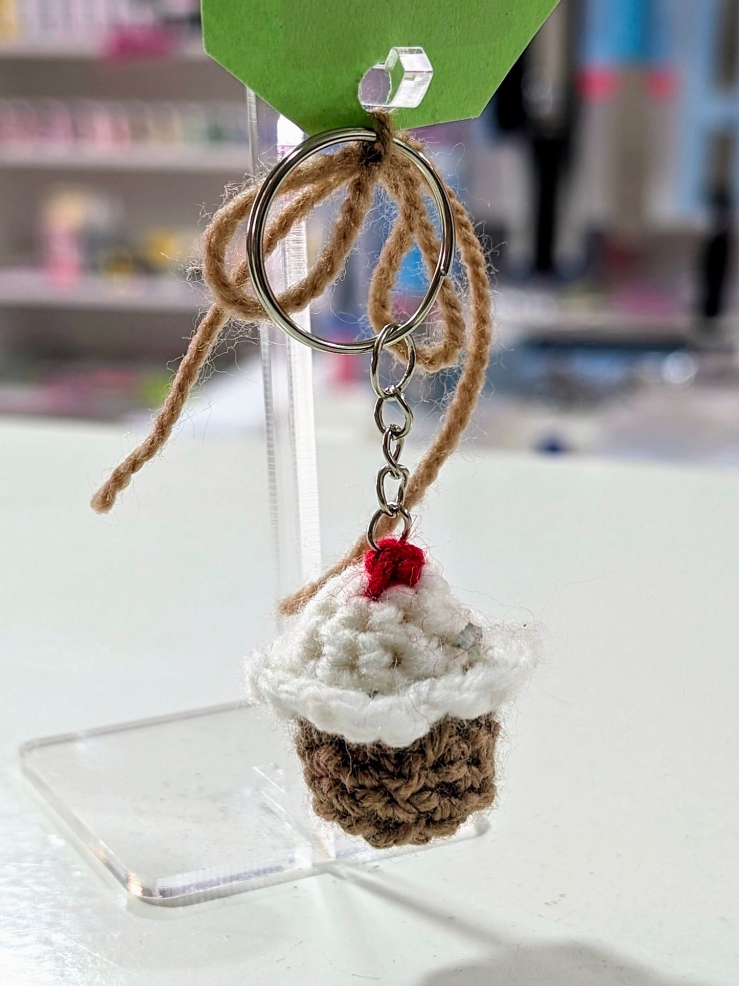 Handmade Cupcake Keyring - White - By Verity Maria