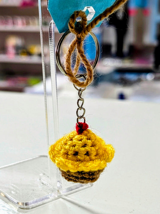 Handmade Cupcake Keyring - Yellow - By Verity Maria