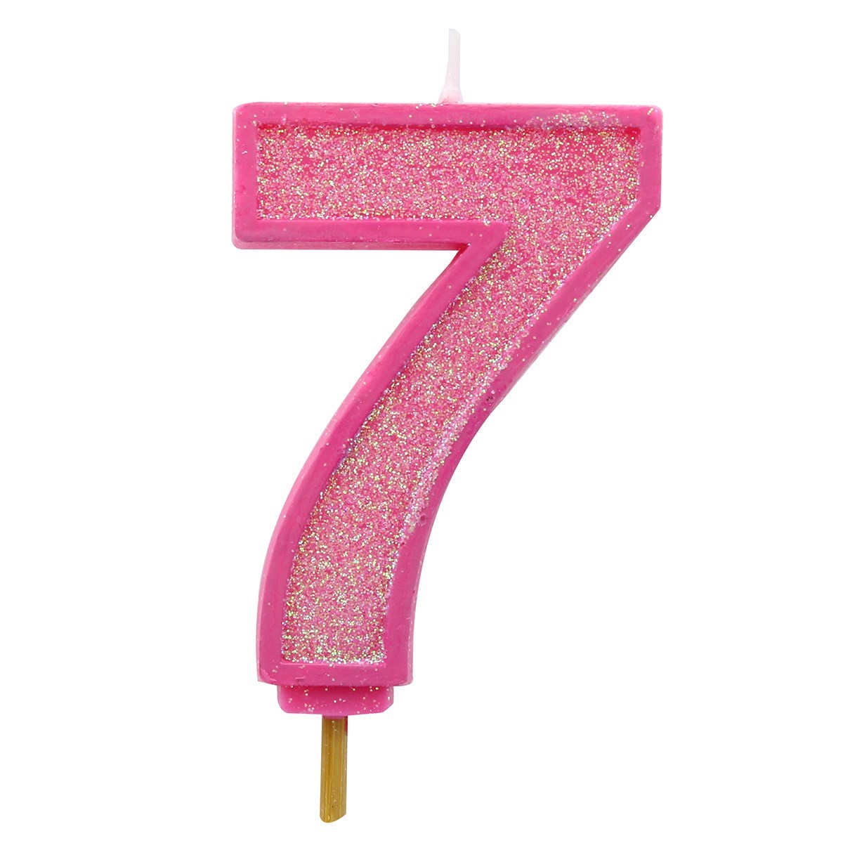 Pink Sparkle Numeral Candle 70mm - Number 7