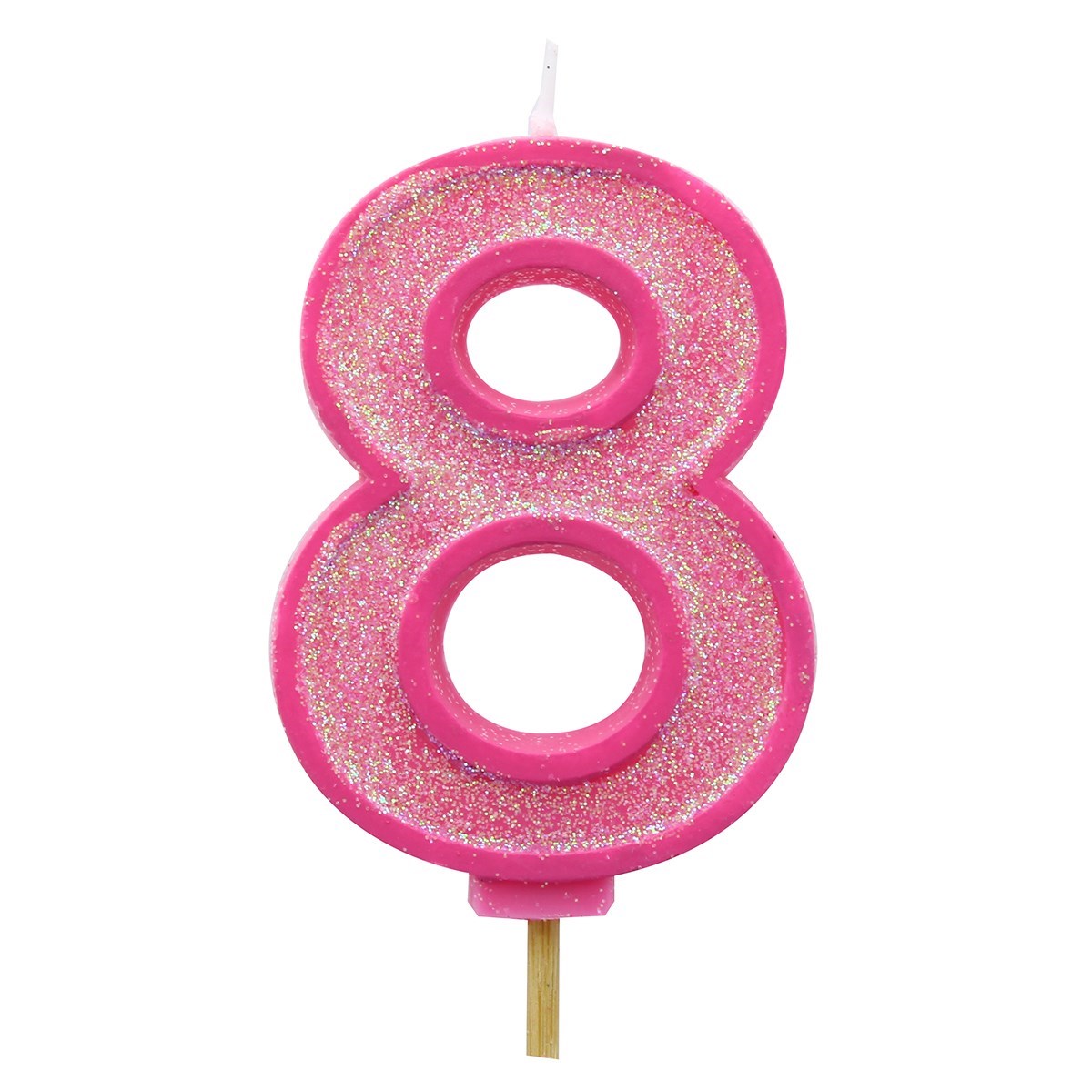 Pink Sparkle Numeral Candle 70mm - Number 8