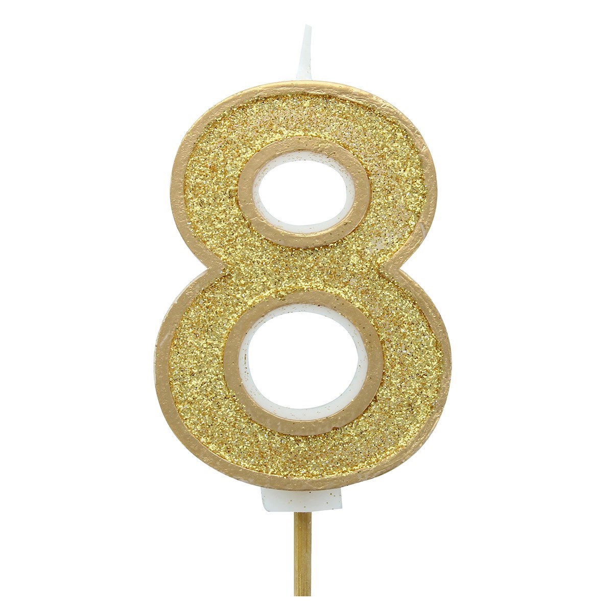 Gold Sparkle Numeral Candle 70mm - Number 8