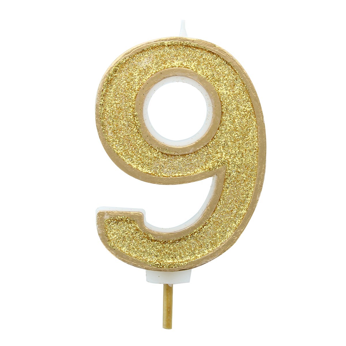 Gold Sparkle Numeral Candle 70mm - Number 9