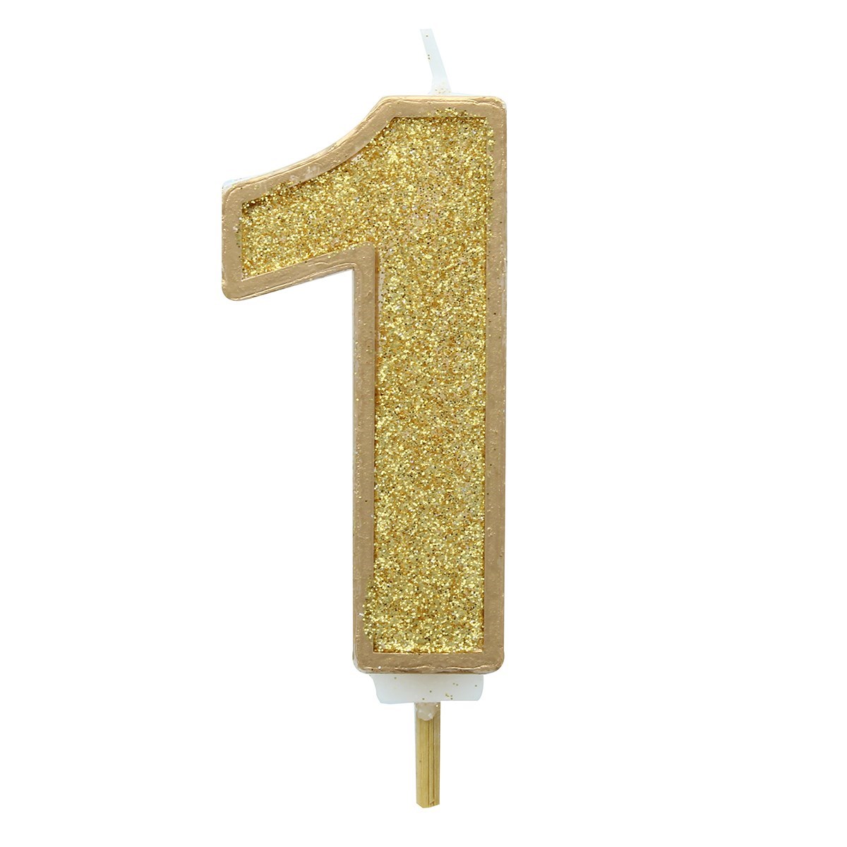 Gold Sparkle Numeral Candle 70mm - Number 1