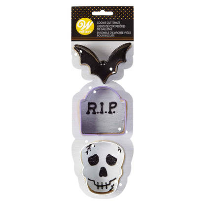 Wilton Cookie Cutters - Bat, Grave, Skull