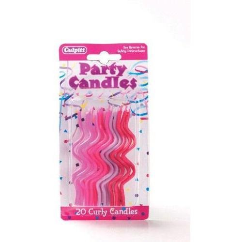 Curly Candles 20pk - Pink/Purple/Red