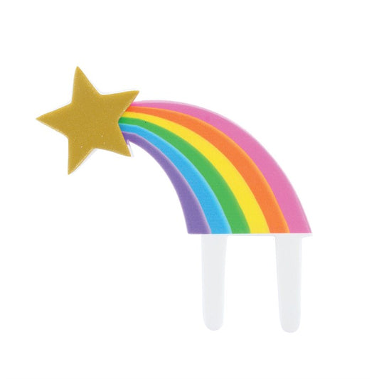 Colorful rainbow and star design on a white background