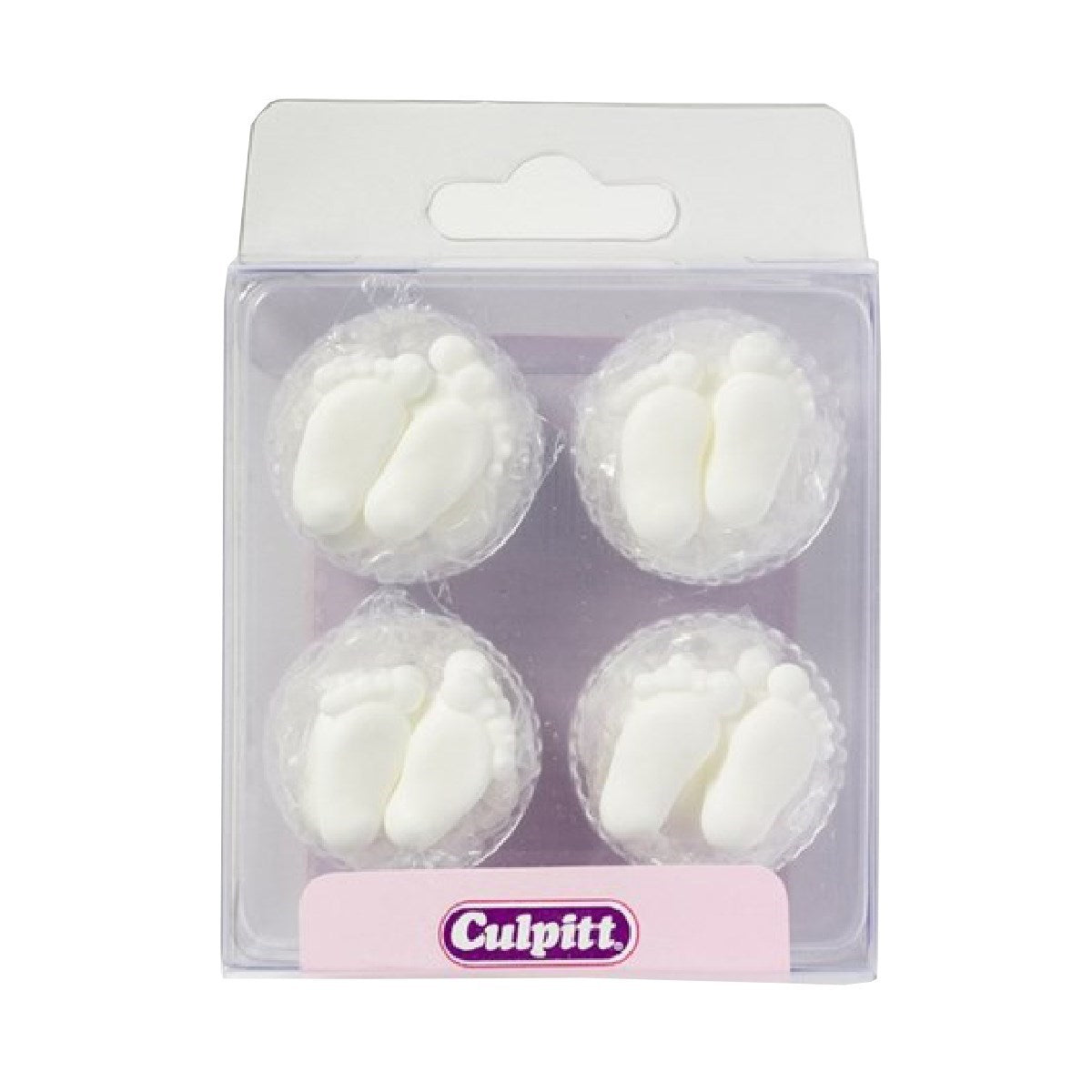 Sugar Decorations - White Baby Feet 12pc