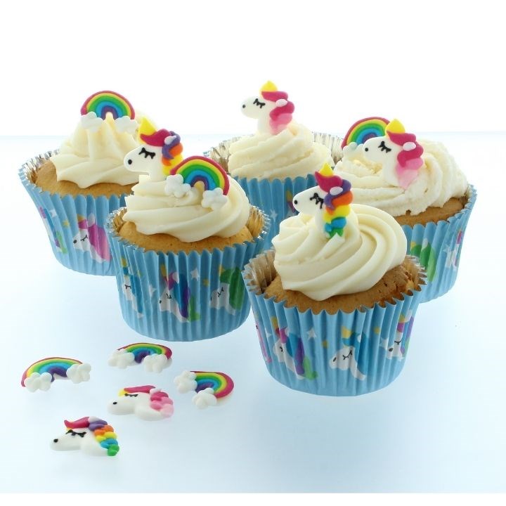Unicorn & Rainbow - Edible Decorations Sugar Pipings  12pc - Culpitt
