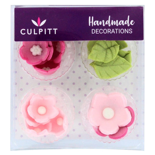 Culpitt handmade decorations packaging with pink flowers and green leaves 