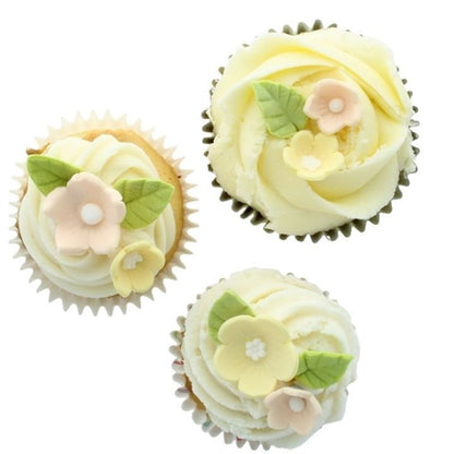 Yellow Flower & Leaves - Edible Decorations Sugar Pipings  16pc - Culpitt
