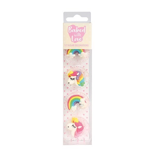 Sugar Decorations - Baked With Love Unicorns & Rainbows 10pcs