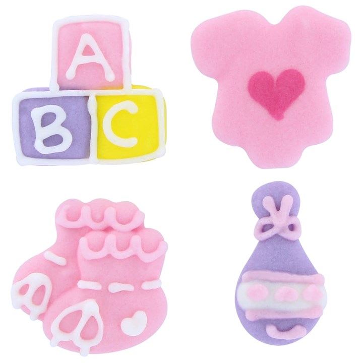 ABC Baby Pink - Edible Decorations Sugar Pipings  12pc - Culpitt