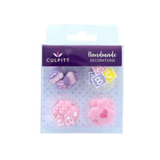 ABC Baby Pink - Edible Decorations Sugar Pipings  12pc - Culpitt