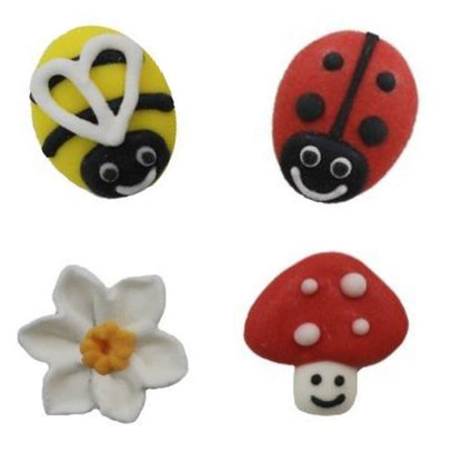 Little Bugs - Ladybird and Bee  - Edible Decorations Sugar Pipings  12pc - Culpitt