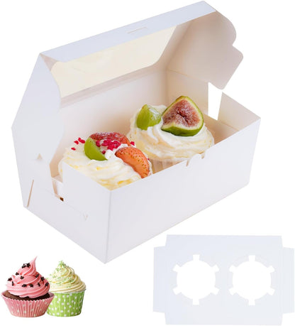 Cupcake Box with Window Lid - Holds 2 Cupcakes - 1pc