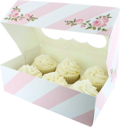 Heart Flower Cupcake Boxes - 6 Hole