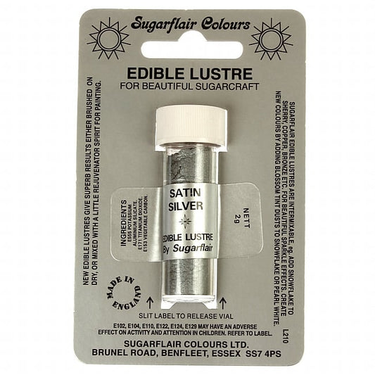 Sugarflair Edible Lustre Dust 2g - Satin Silver