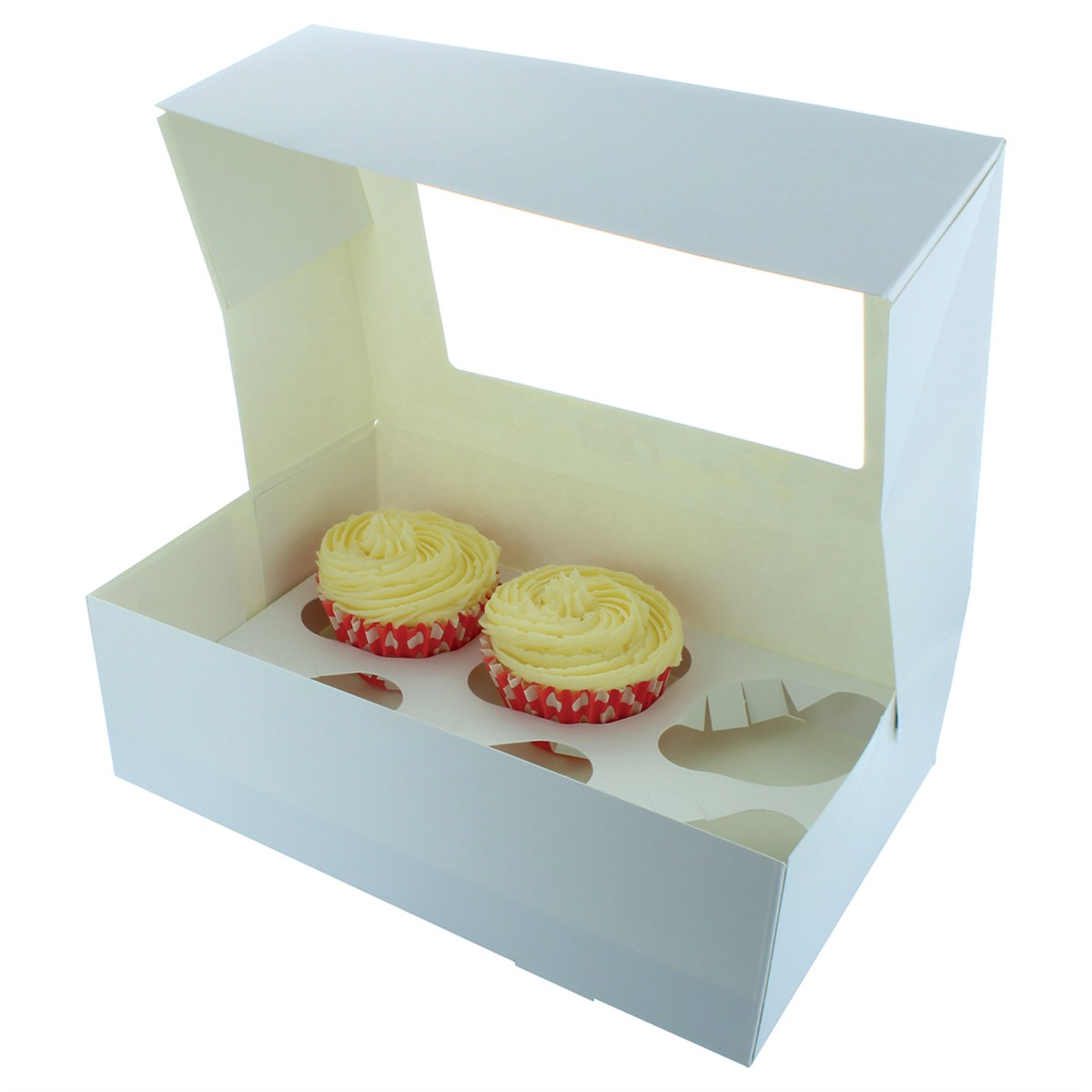 Cupcake Box with Window Lid - Holds 6 Cupcakes - 1pc