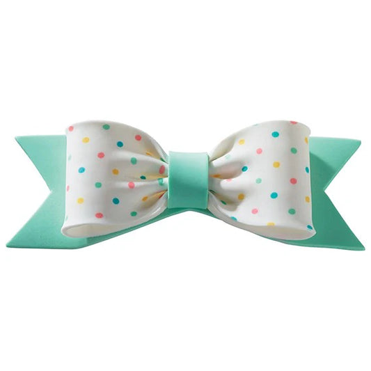 Sugar Deco - Non-Edible Bow - Pastel Dot Aqua 150mm