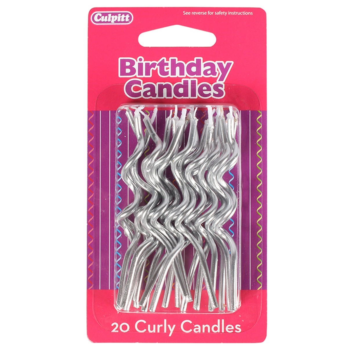 Curly Candles 20pk - Silver