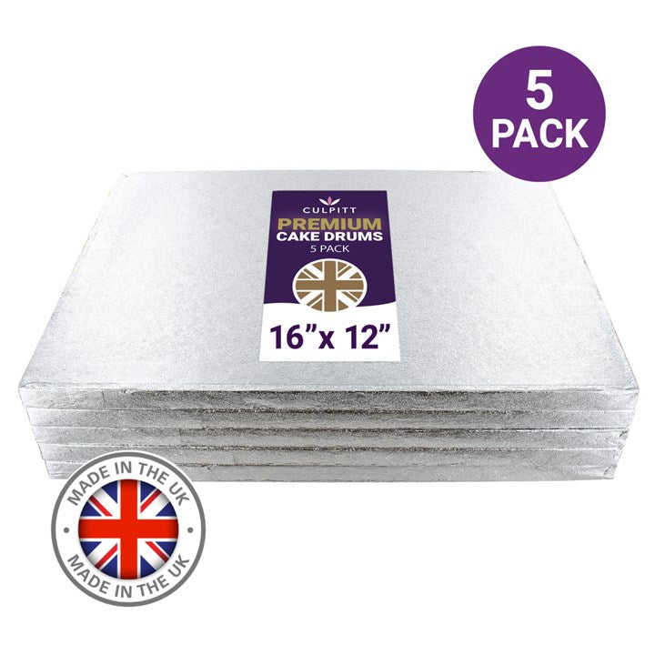 Cake Drum Rectangle - 16" x 12" Oblong Silver
