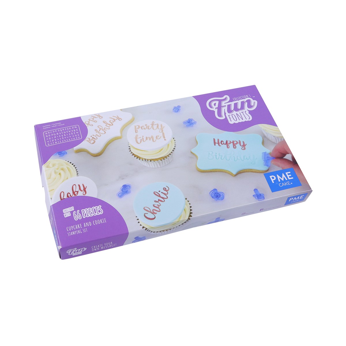 PME Fun Fonts Col1 C/Cake Cookie 66pcs