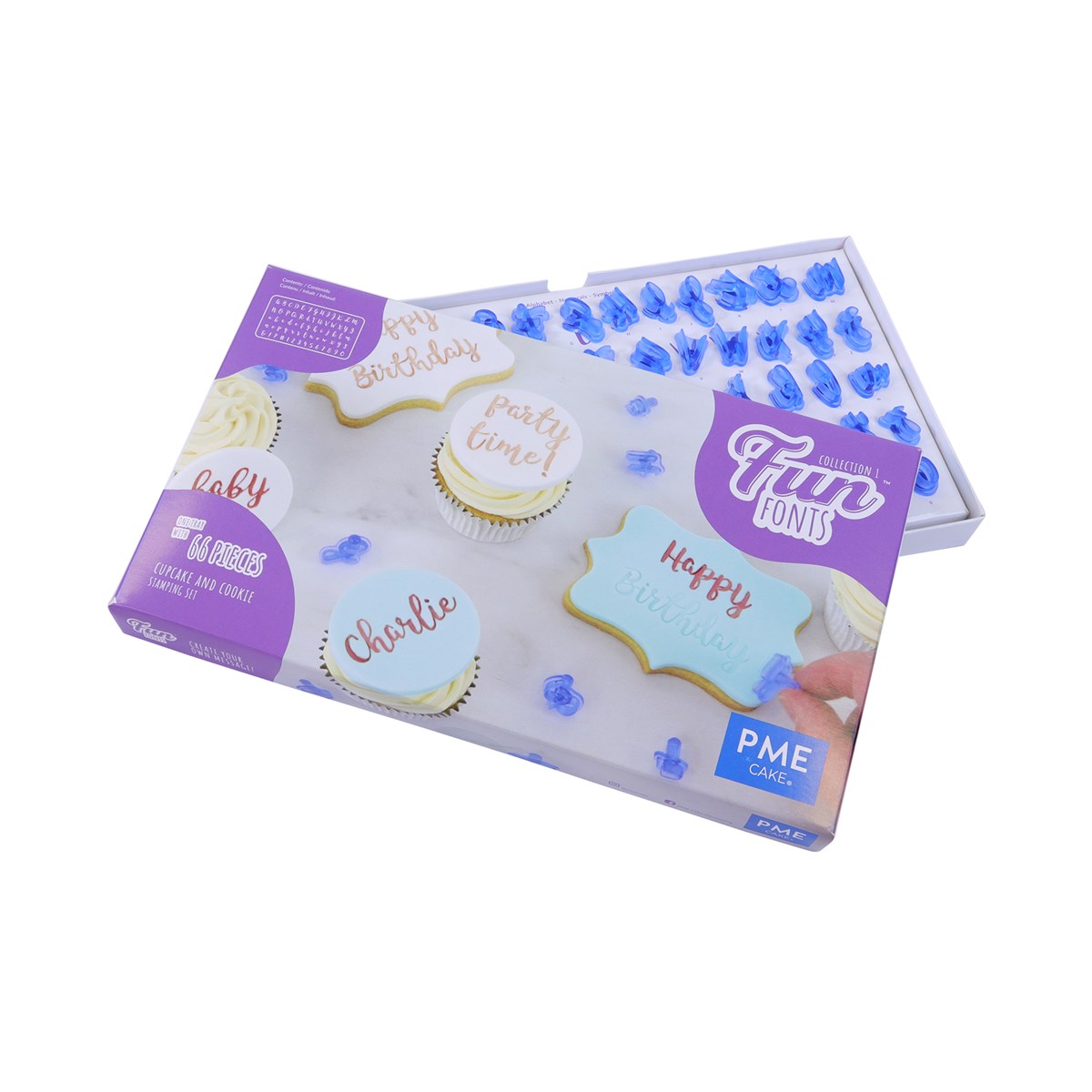 PME Fun Fonts Col1 C/Cake Cookie 66pcs