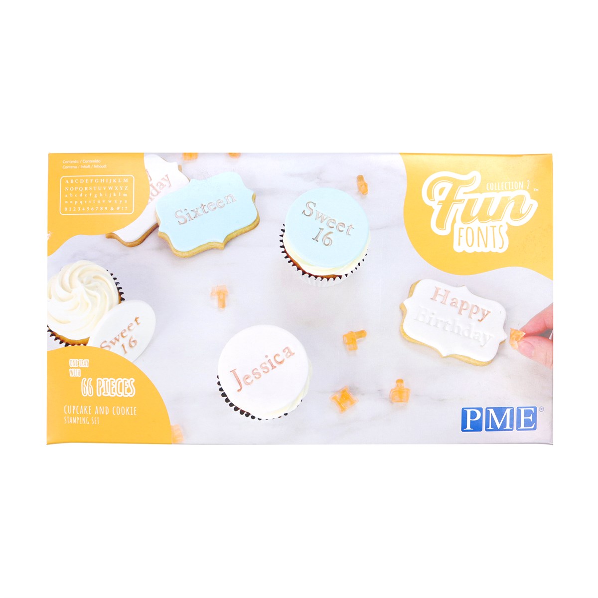 PME Fun Fonts Col2 C/Cake Cookie 66pcs