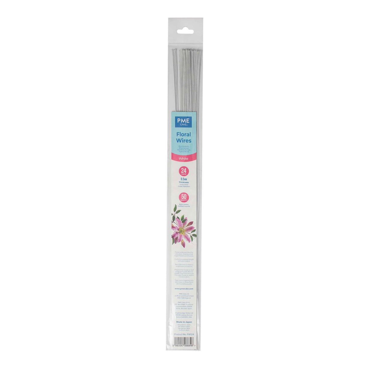 PME Floral Wires 50pc - White #24 Guage