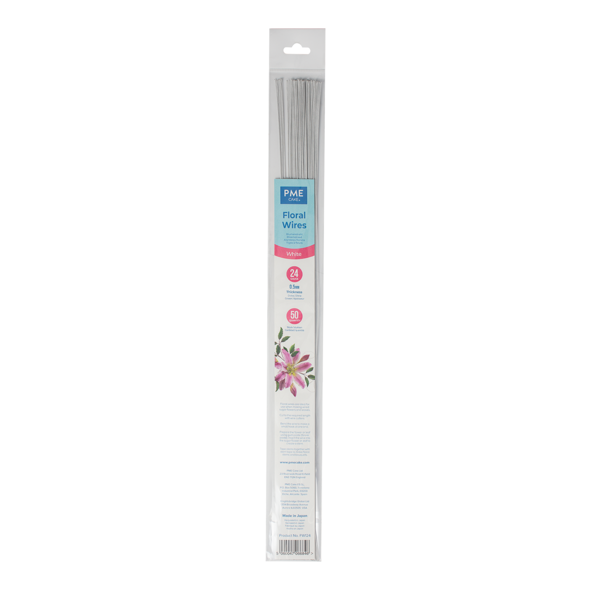 PME Floral Wires 50pc - White #24 Guage