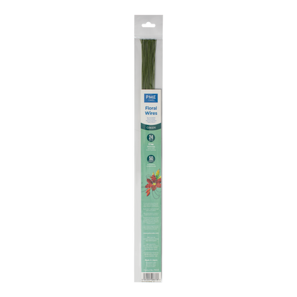 PME Floral Wires 50pc - Green #24 Guage