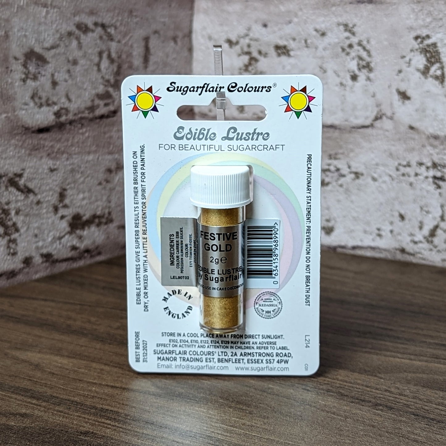 Sugarflair Edible Lustre Dust 2g - Festive Gold