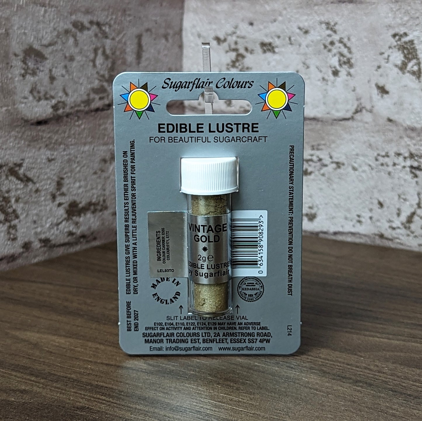 Sugarflair Edible Lustre Dust 2g - Vintage Gold