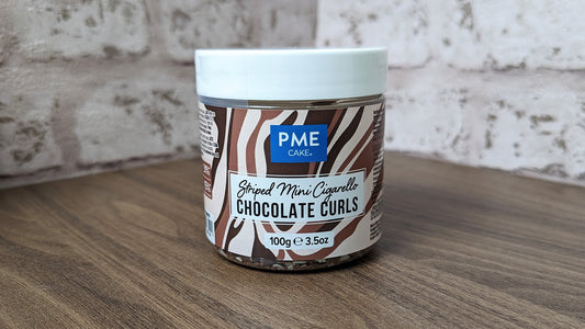 PME Striped Cigarello Chocolate Curls 85g Pot