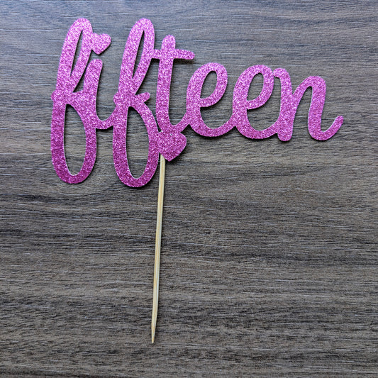 Fifteen Pink Card Topper