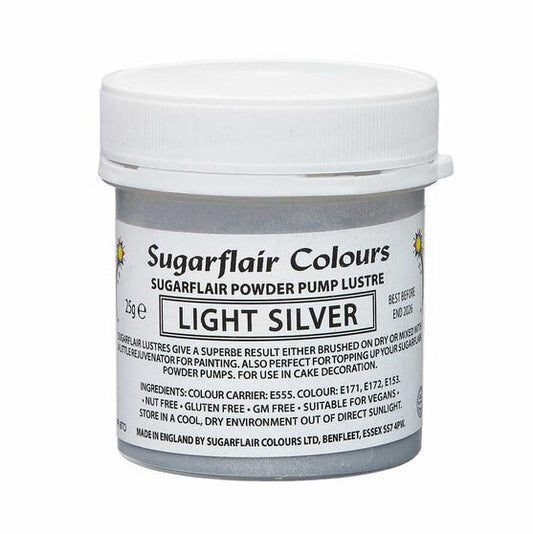 Sugarflair Lustre Pump Refill 25g - Light Silver