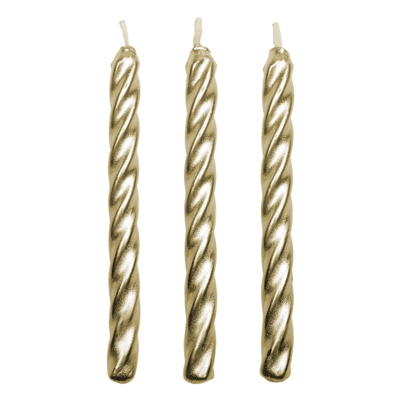 PME Gold Twist Candles with Holders 10pk