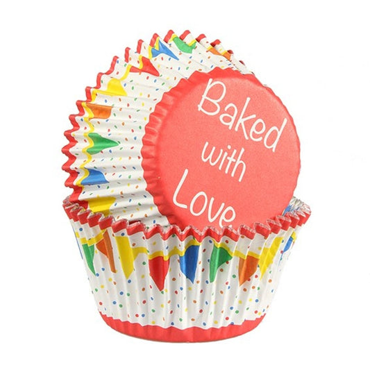 Baked With Love Cupcake Cases 25pc - Primary Bunting