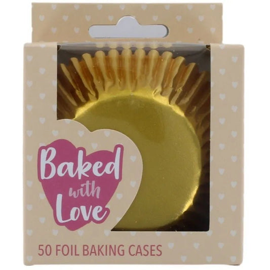 Baked With Love Foil Cupcake Cases 50pc - Gold