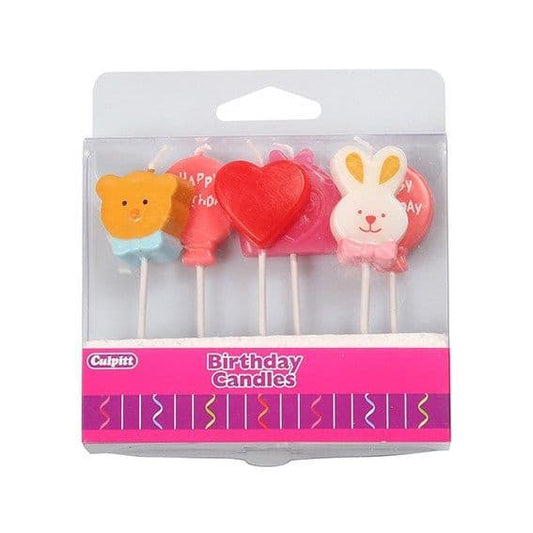 Happy Birthday Bear and Rabbit Candles 6pc