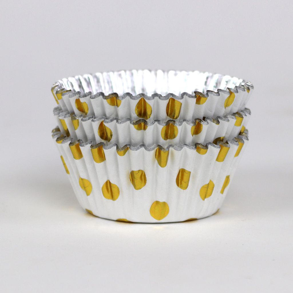 PME Cupcake Cases - Polka Dot - Gold Foil