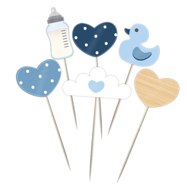 Club Green Cupcake Picks - Baby Blue 6pc