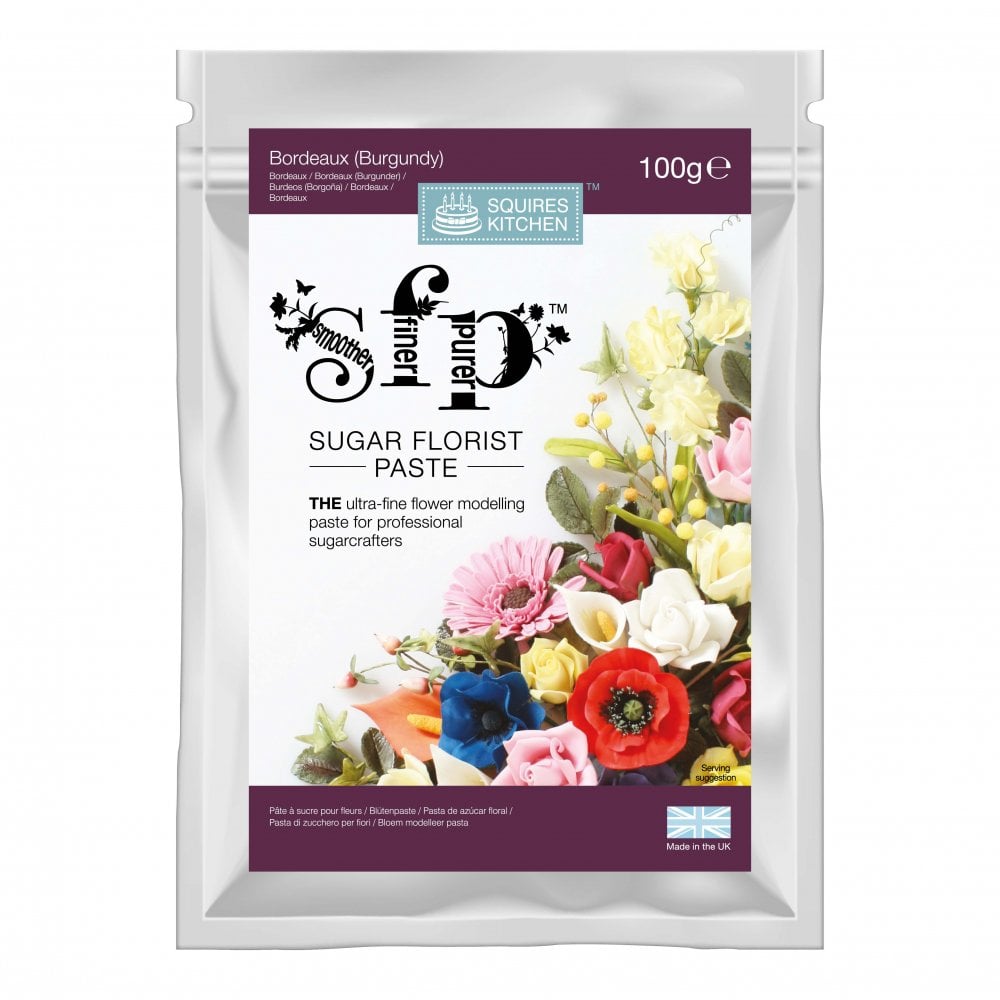 Squires Kitchen Sugar Florist Paste 100g - Bordeaux Burgundy